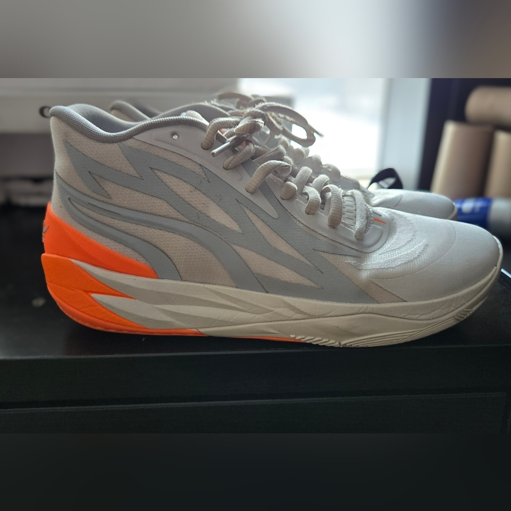 Size 9.5 mens  Puma MB.02 Gorange Melo Basketball Shoes